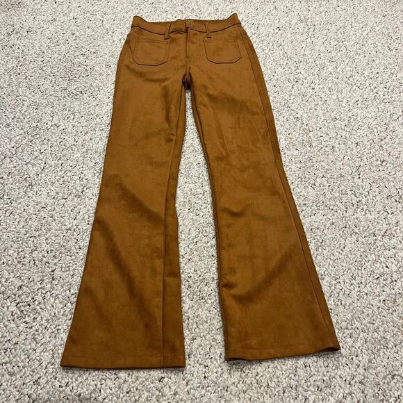 Mother The Patch Slacker Flare Pants Sz 25 Soft Core Faux Suede Casual Fall - Picture 1 of 9